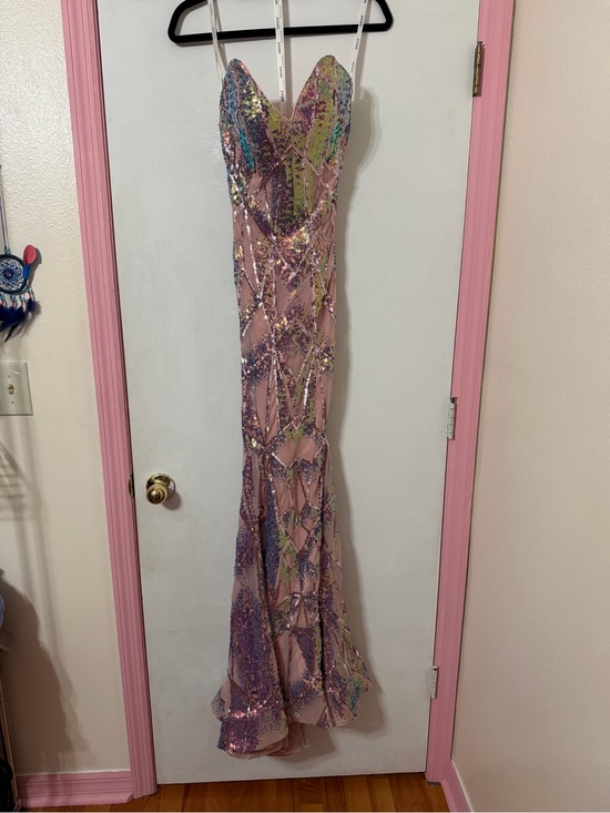 Jovani Dresses & Skirts - Jovani Pink Multicolor Sequin Mermaid Prom Dress